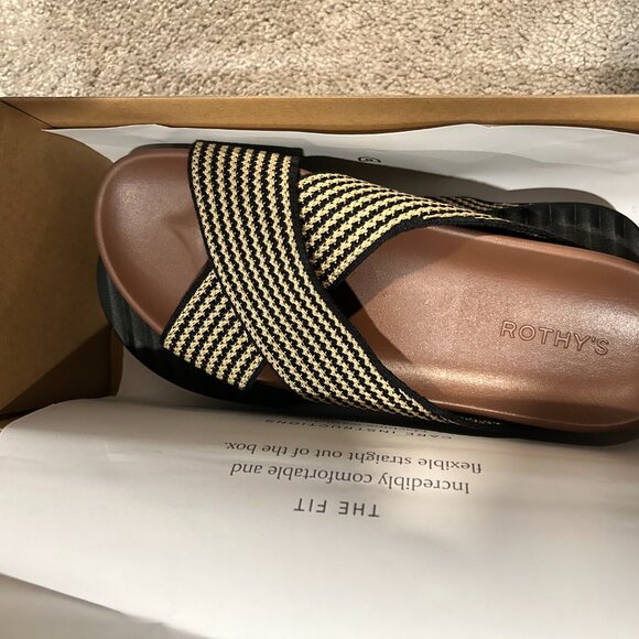 Rothy's The Weekend Slide - Toffee Stripe Size 9.5 - Picture 4 of 5